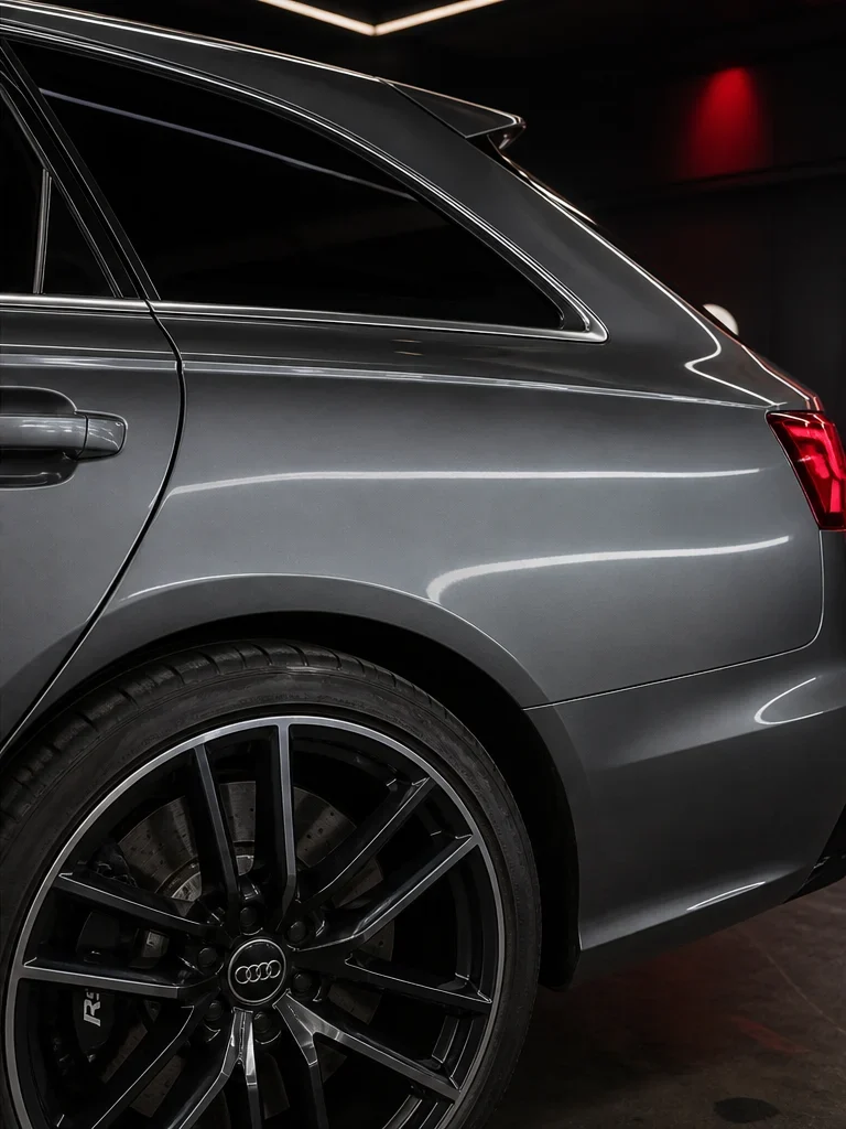 Audi RS6 rear quarter panel after paintless dent repair